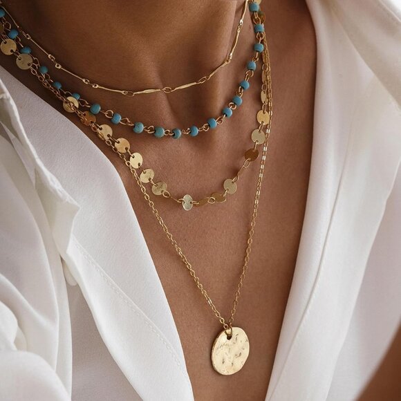 Women's E5-layer Layered Boho Necklaces Cowgirl Jewellery Accessories Outfits - Picture 9 of 9